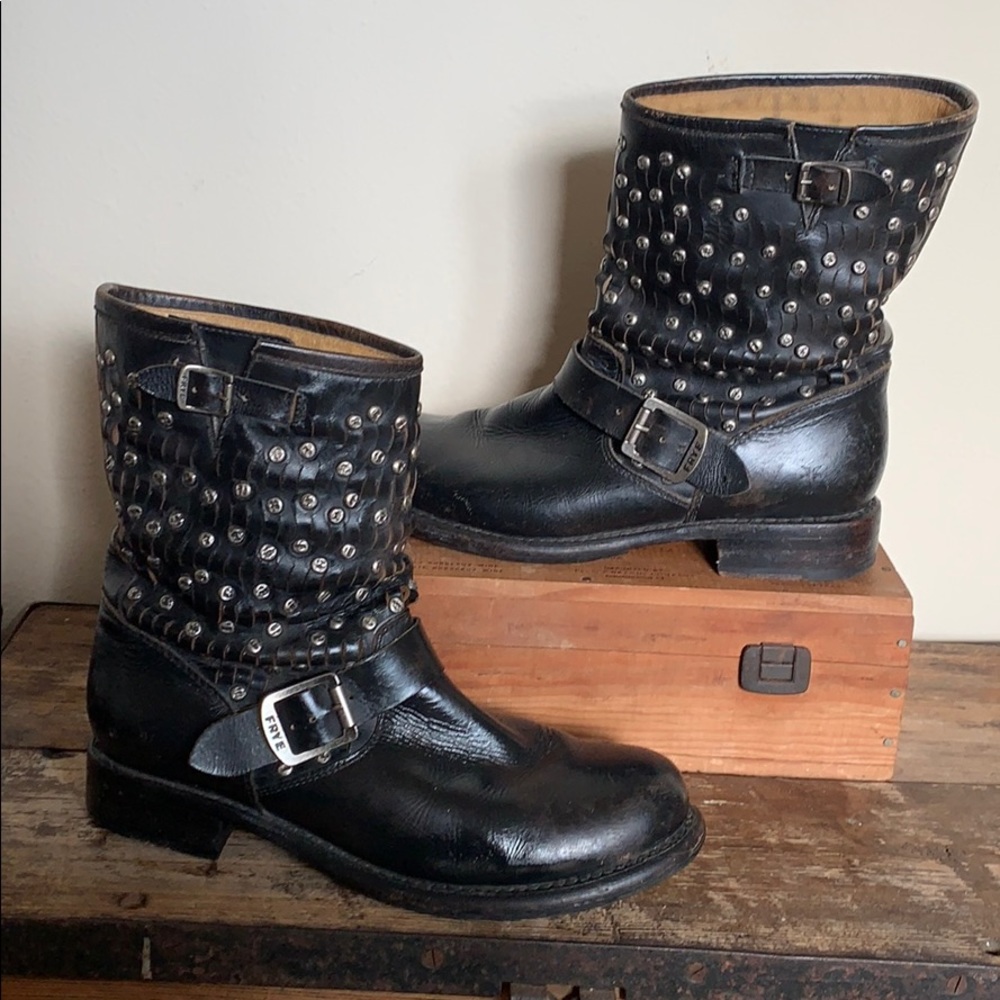 Frye studded leather women’s boots size 10